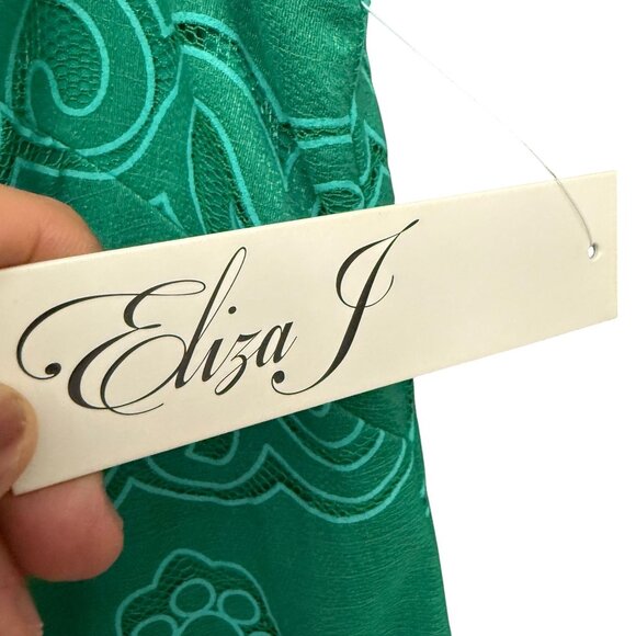 NWT Eliza J Malta Textured Floral Lined Shift Mini Dress 4P Green Cocktail - Picture 4 of 8